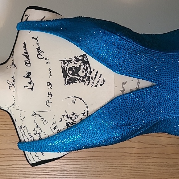 Sherri Hill 54156 Peacock rhinestone prom pageant plunge fit and flare dress - Picture 5 of 11